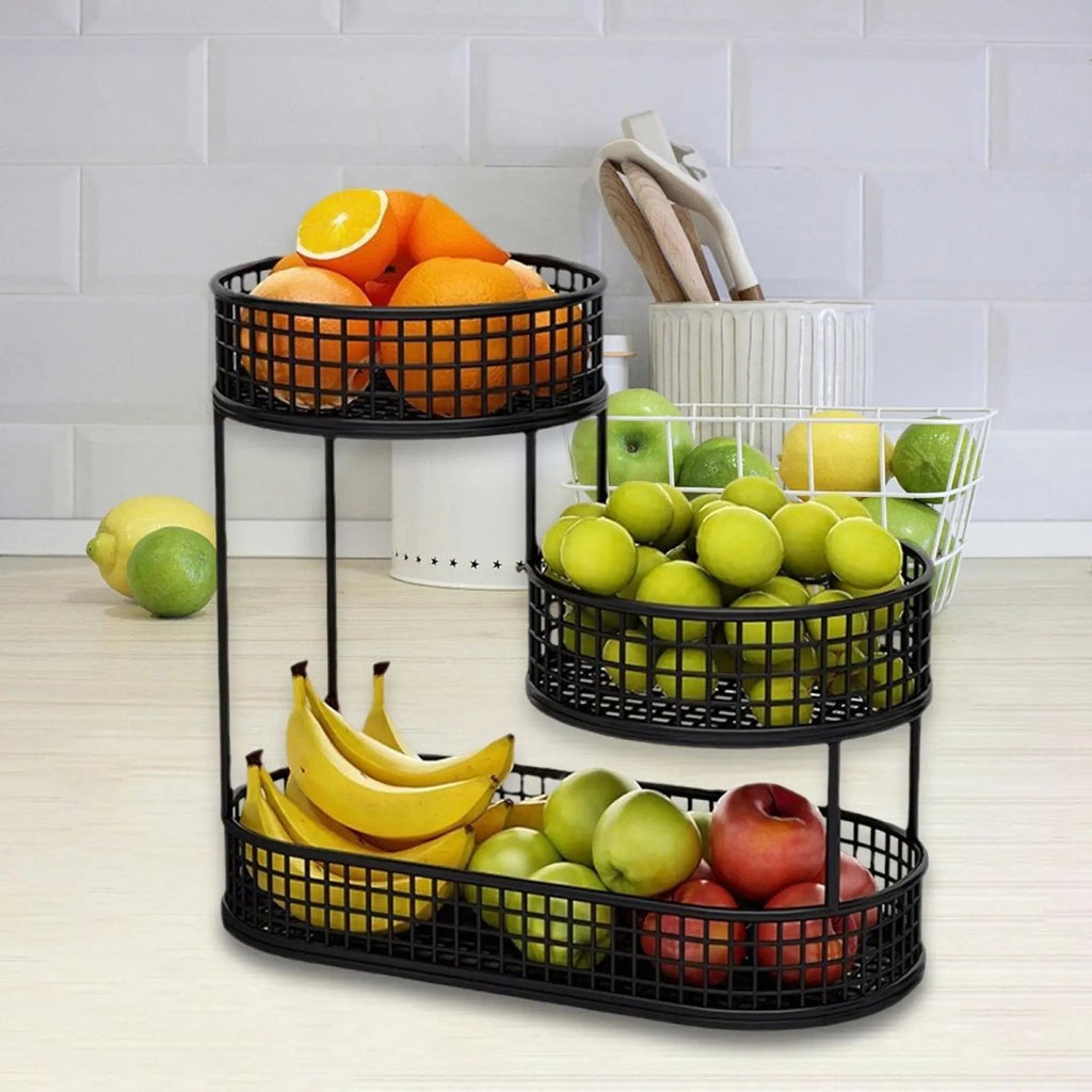 HOMEARC – Elegante supporto multi-piano per frutta e snack in metallo per piani di lavoro in cucina