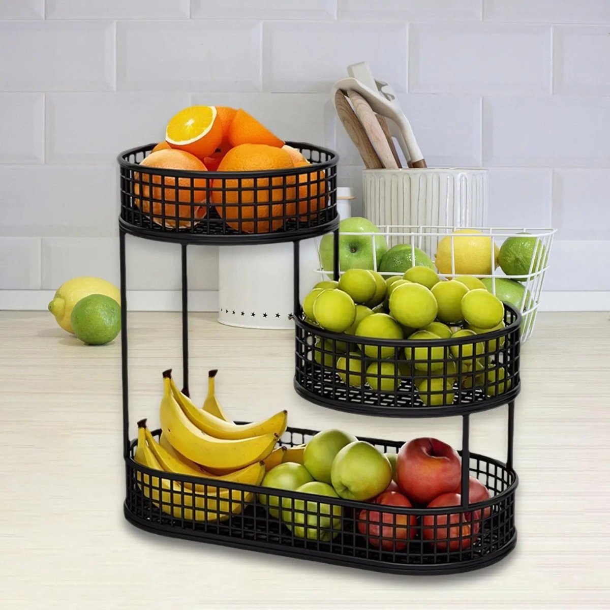 HOMEARC – Elegante supporto multi-piano per frutta e snack in metallo per piani di lavoro in cucina