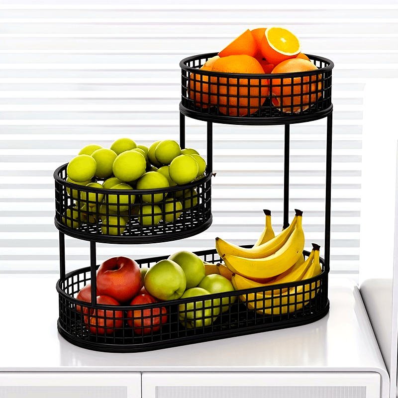 HOMEARC – Elegante supporto multi-piano per frutta e snack in metallo per piani di lavoro in cucina