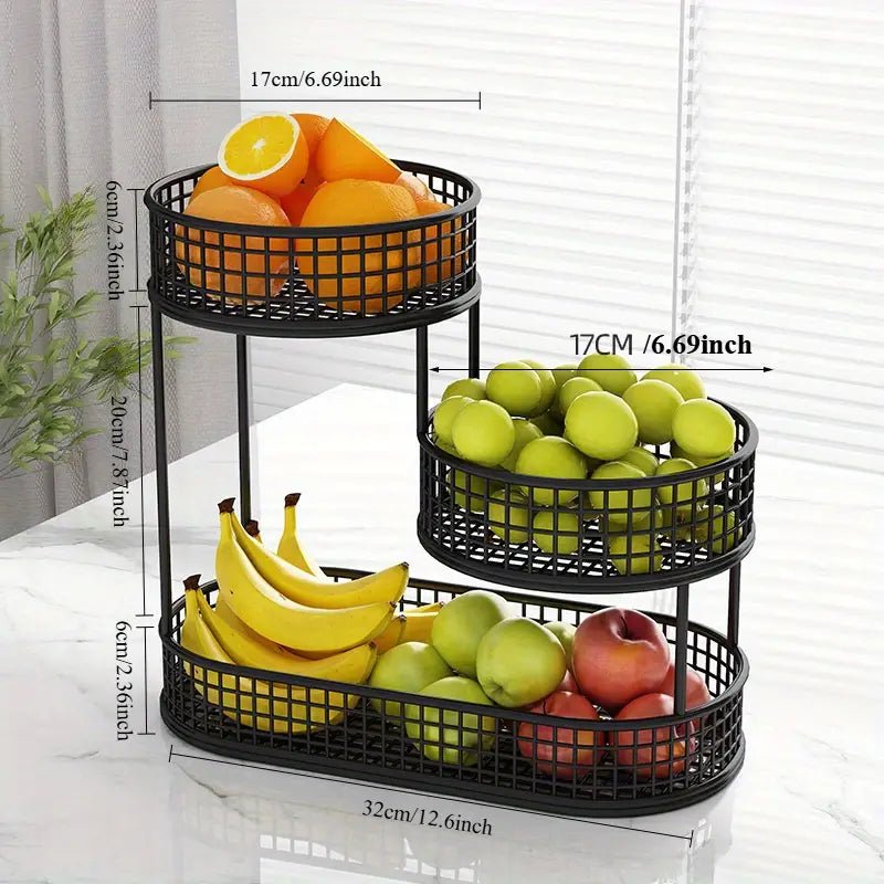 HOMEARC – Elegante supporto multi-piano per frutta e snack in metallo per piani di lavoro in cucina
