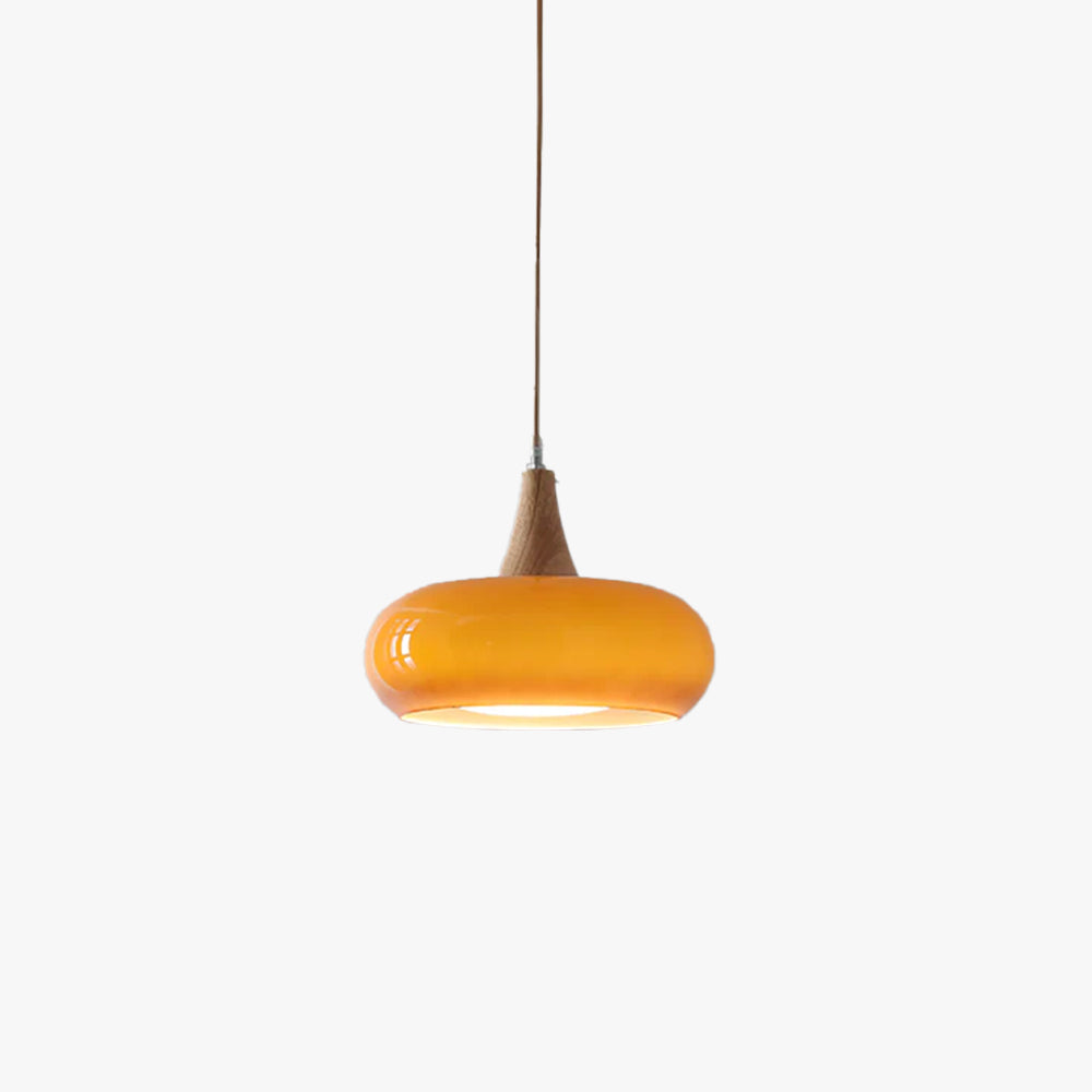 Lampada a sospensione in legno ambra