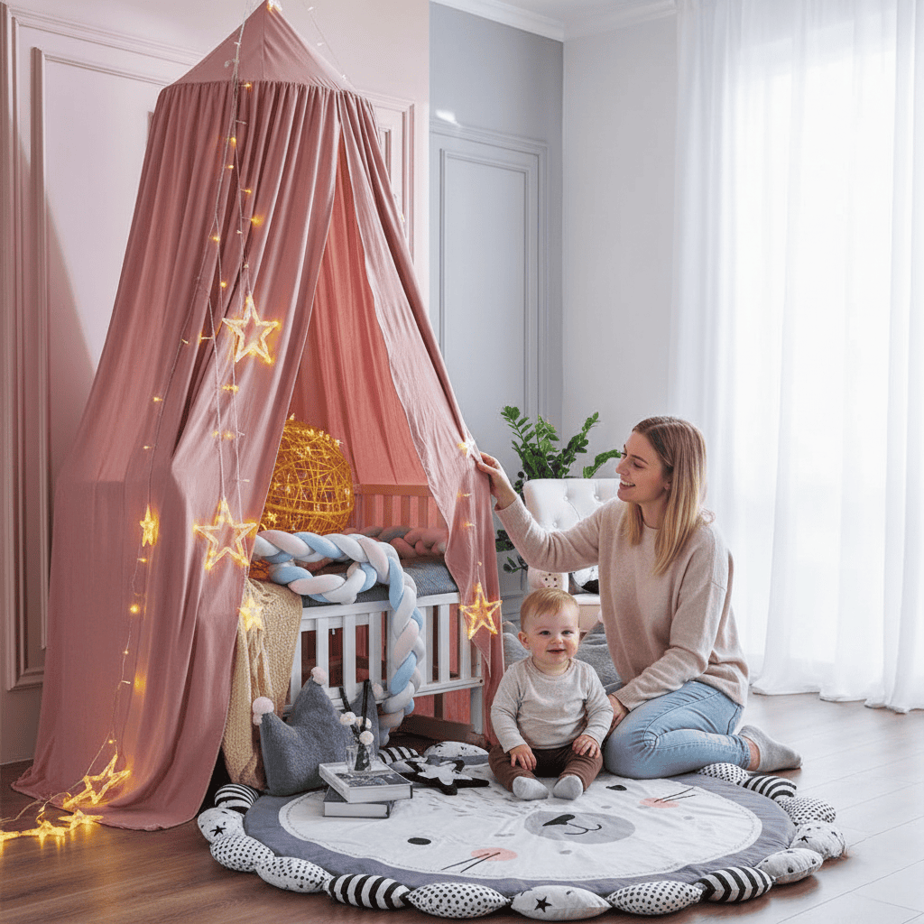 Elegante tenda in poliestere per una camera dei bambini tranquilla