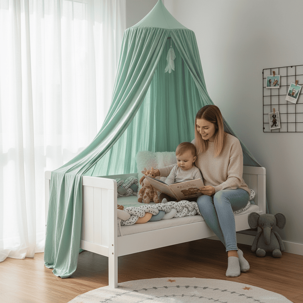 Elegante tenda in poliestere per una camera dei bambini tranquilla