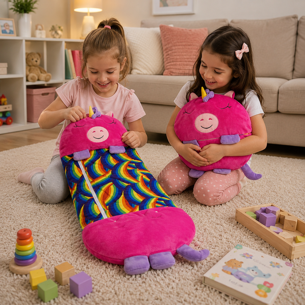 DREAMPAL – Peluche 2-in-1 con sacco a pelo accogliente