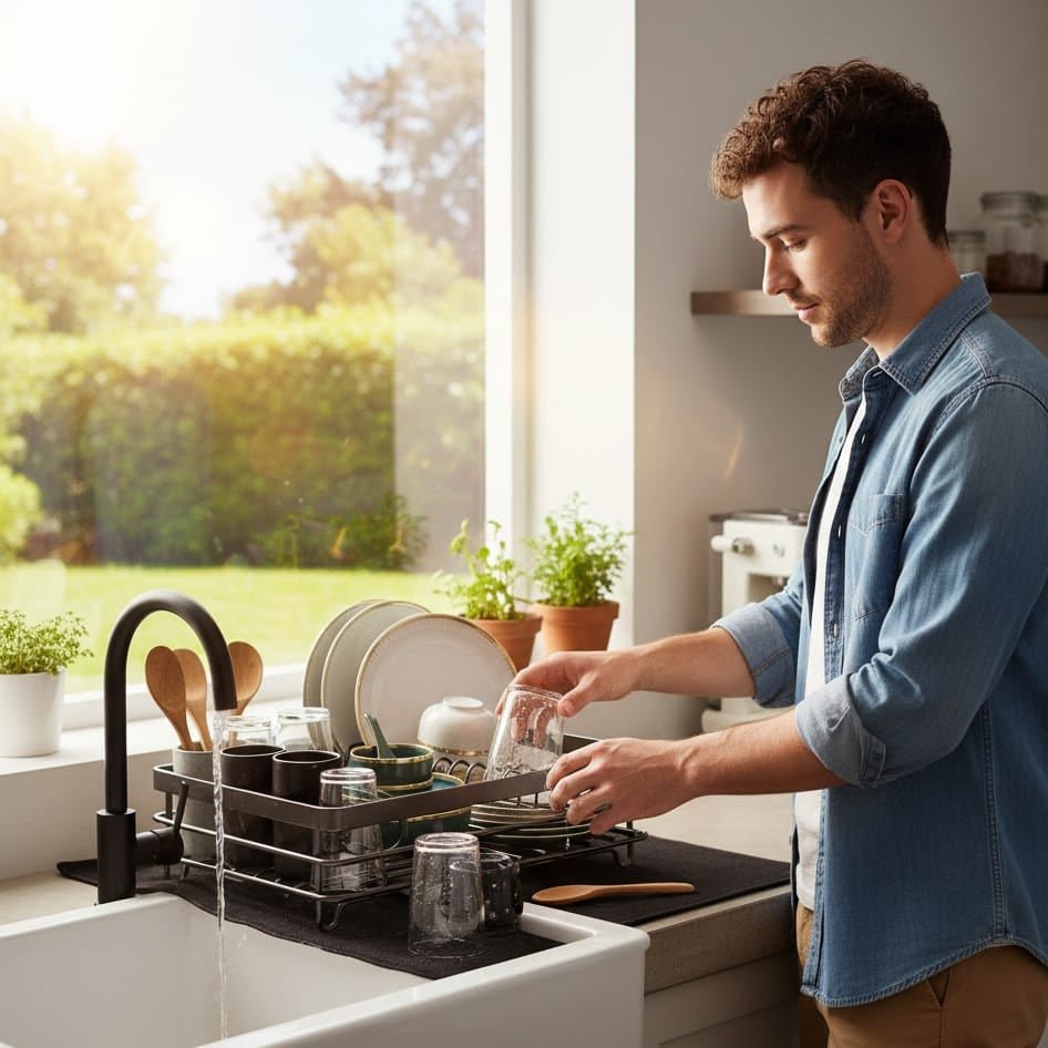 KITCHENFORM – Scolapiatti pieghevole in acciaio inox, design salvaspazio per cucine moderne