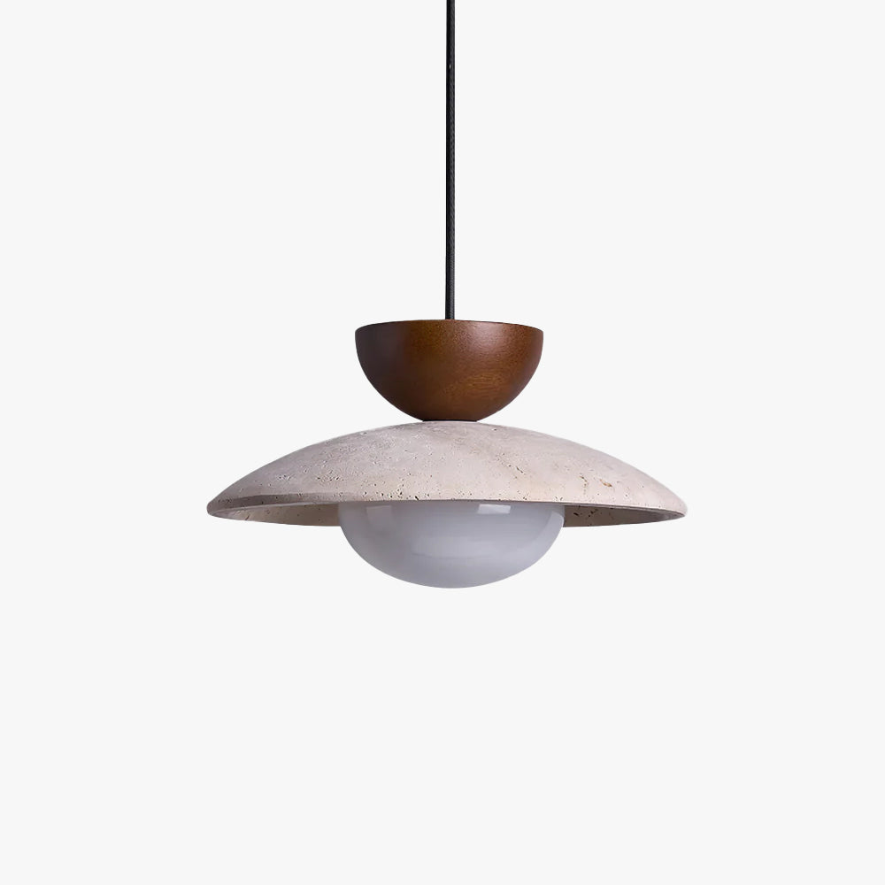 Amivon | Lampada a sospensione in travertino di lusso con legno e vetro per soggiorno, camera da letto e interni moderni