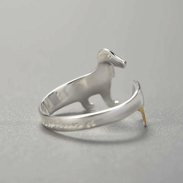 Anello Regolabile in Argento 925 con Cagnolino Bassotto