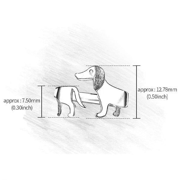 Anello Regolabile in Argento 925 con Cagnolino Bassotto