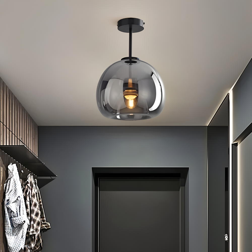 LumoSphere – Lampada a soffitto LED moderna in vetro con finitura nera e oro