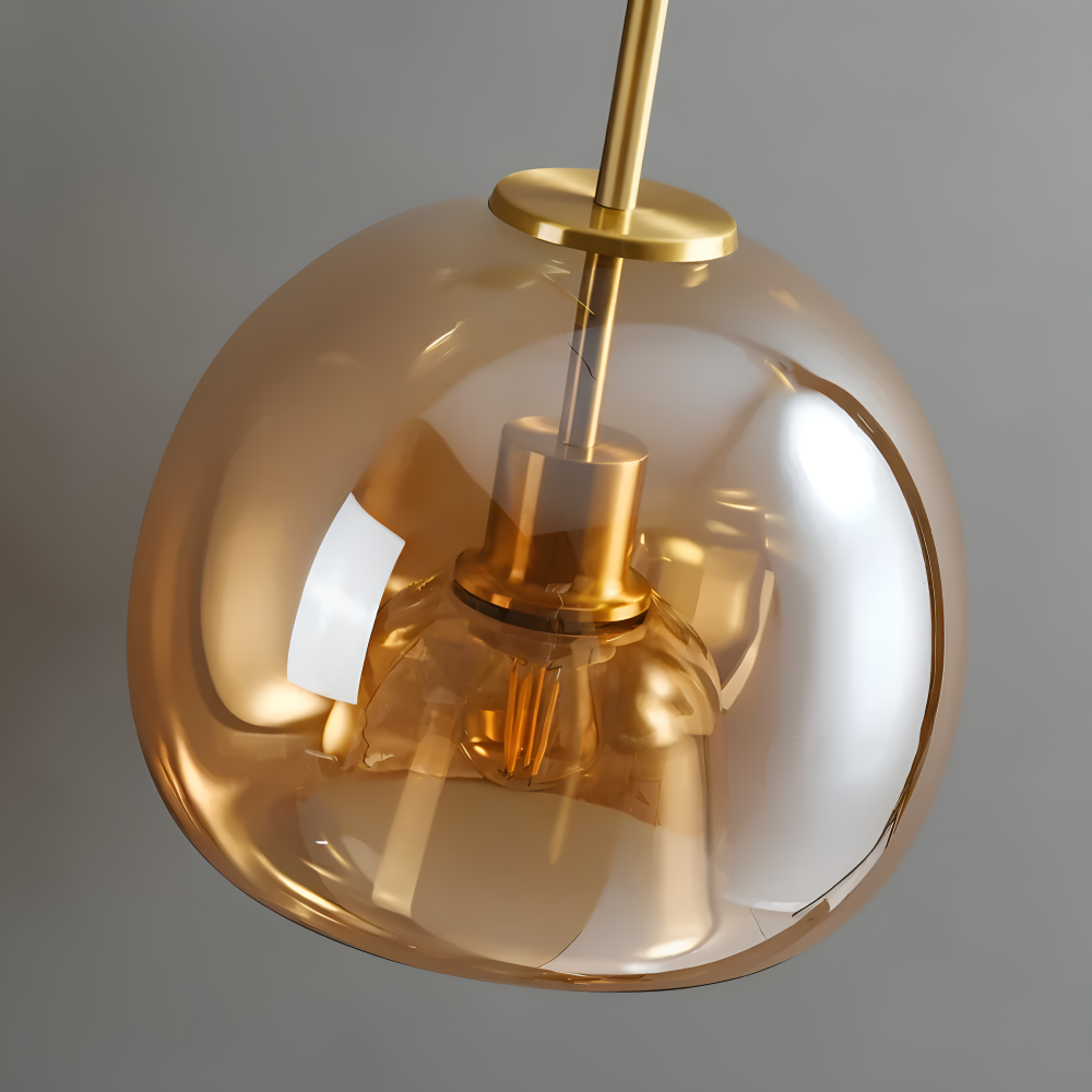 LumoSphere – Lampada a soffitto LED moderna in vetro con finitura nera e oro