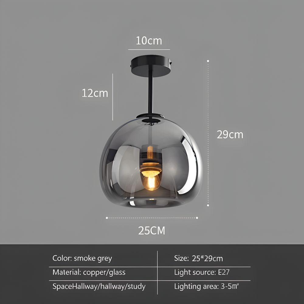LumoSphere – Lampada a soffitto LED moderna in vetro con finitura nera e oro