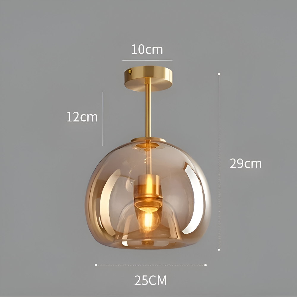 LumoSphere – Lampada a soffitto LED moderna in vetro con finitura nera e oro