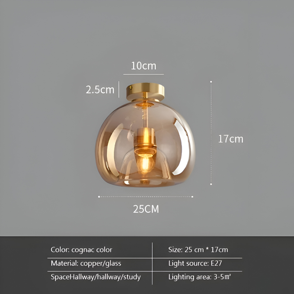 LumoSphere – Lampada a soffitto LED moderna in vetro con finitura nera e oro