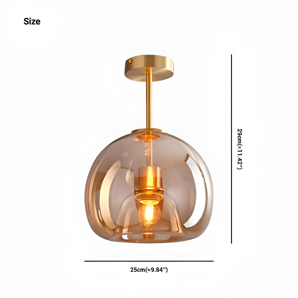 LumoSphere – Lampada a soffitto LED moderna in vetro con finitura nera e oro