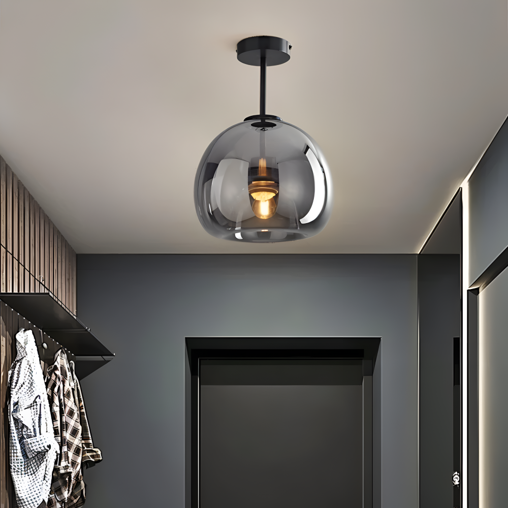 LumoSphere – Lampada a soffitto LED moderna in vetro con finitura nera e oro