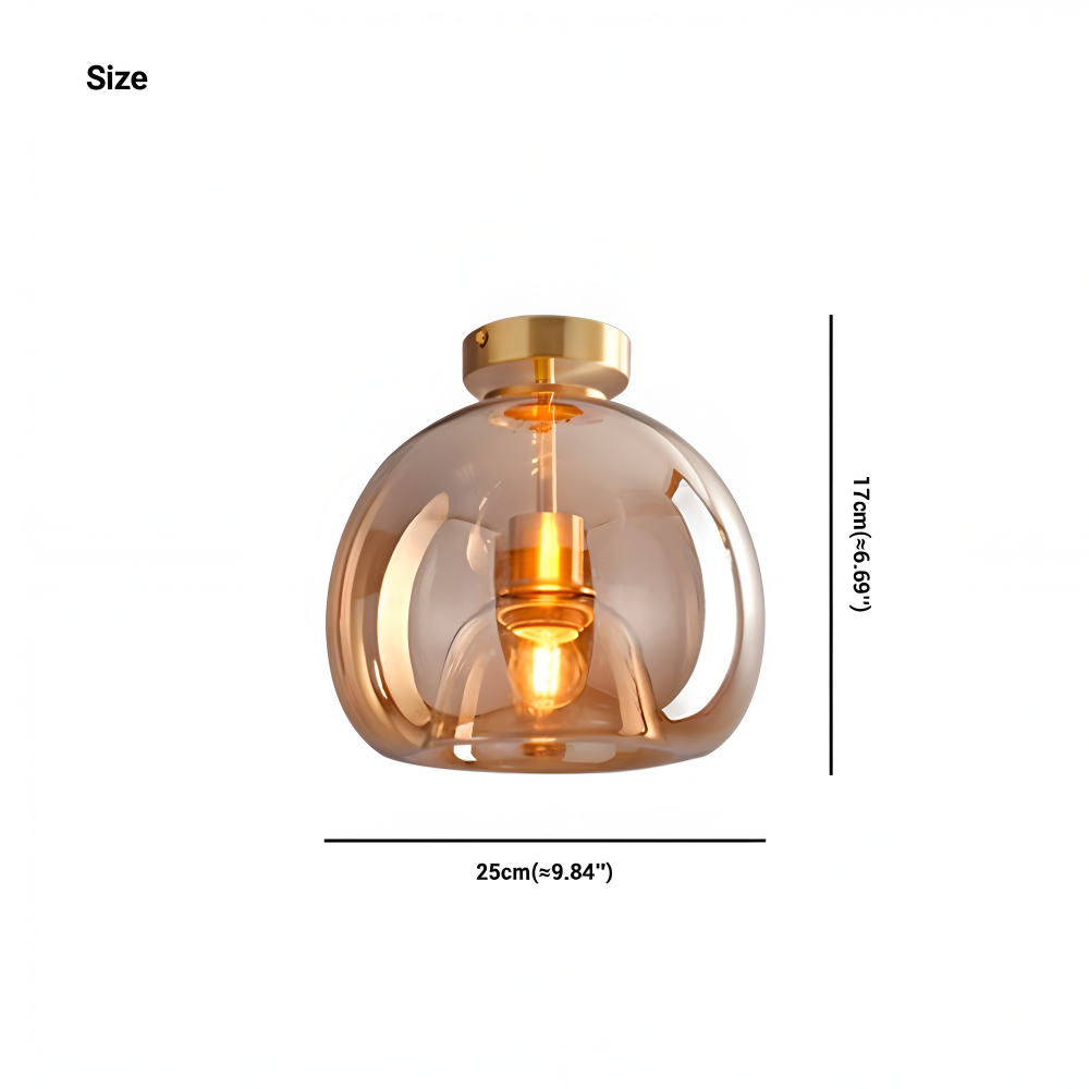 LumoSphere – Lampada a soffitto LED moderna in vetro con finitura nera e oro