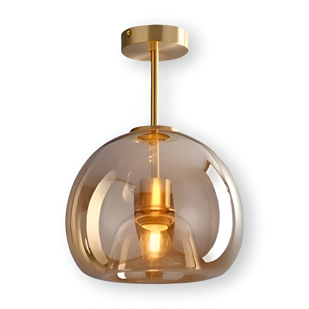 LumoSphere – Lampada a soffitto LED moderna in vetro con finitura nera e oro