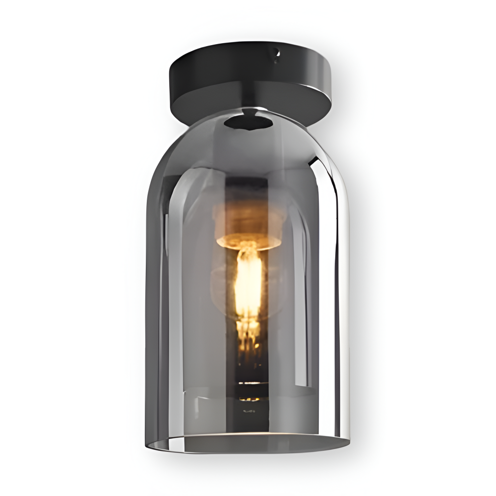 LumoSphere – Lampada a soffitto LED moderna in vetro con finitura nera e oro