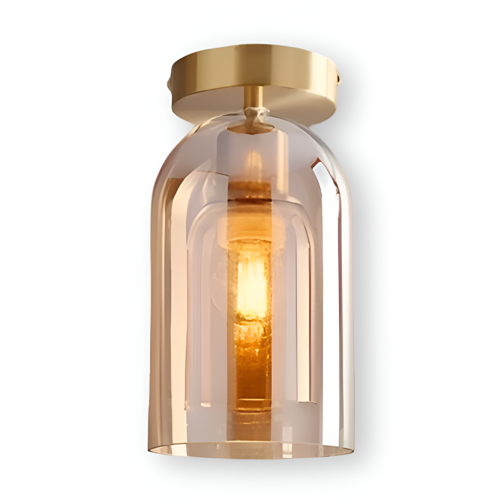LumoSphere – Lampada a soffitto LED moderna in vetro con finitura nera e oro