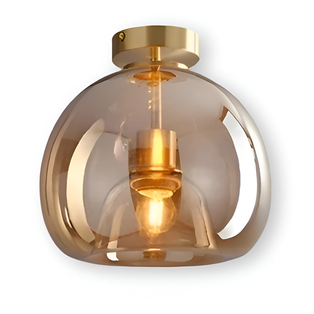 LumoSphere – Lampada a soffitto LED moderna in vetro con finitura nera e oro