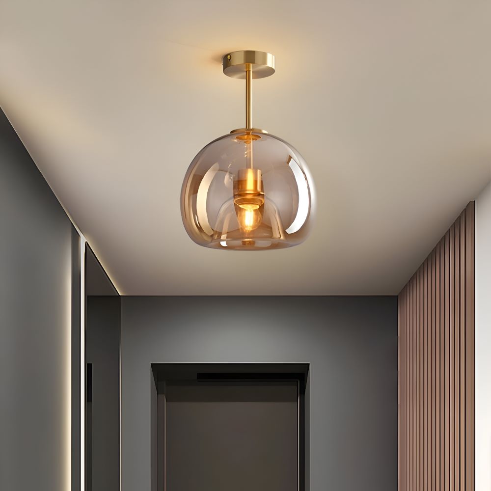 LumoSphere – Lampada a soffitto LED moderna in vetro con finitura nera e oro