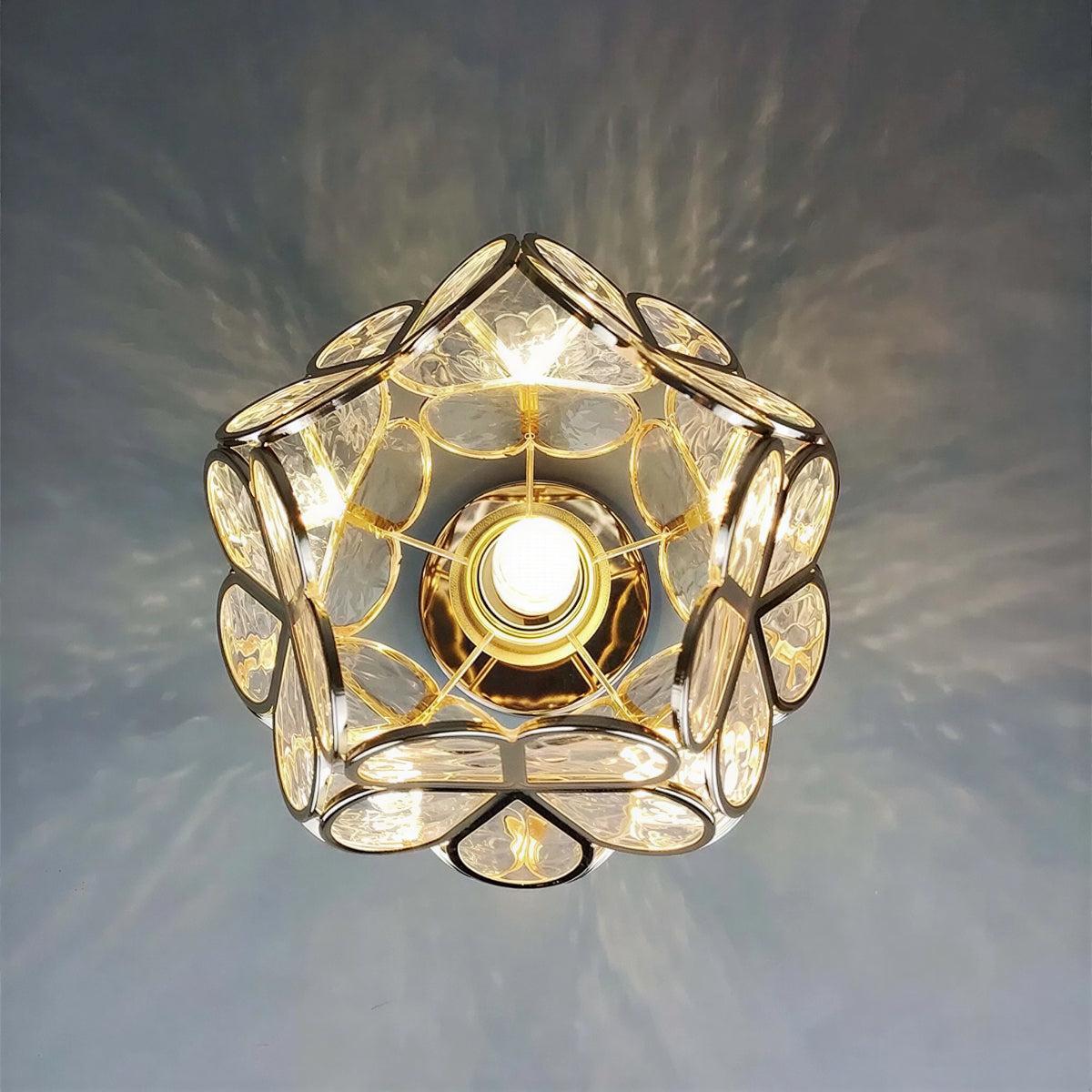 Lampadario Decorativo in Vetro con Fiori