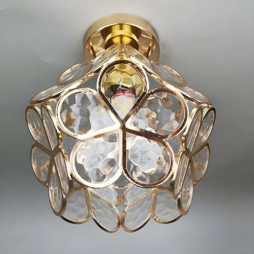 Lampadario Decorativo in Vetro con Fiori