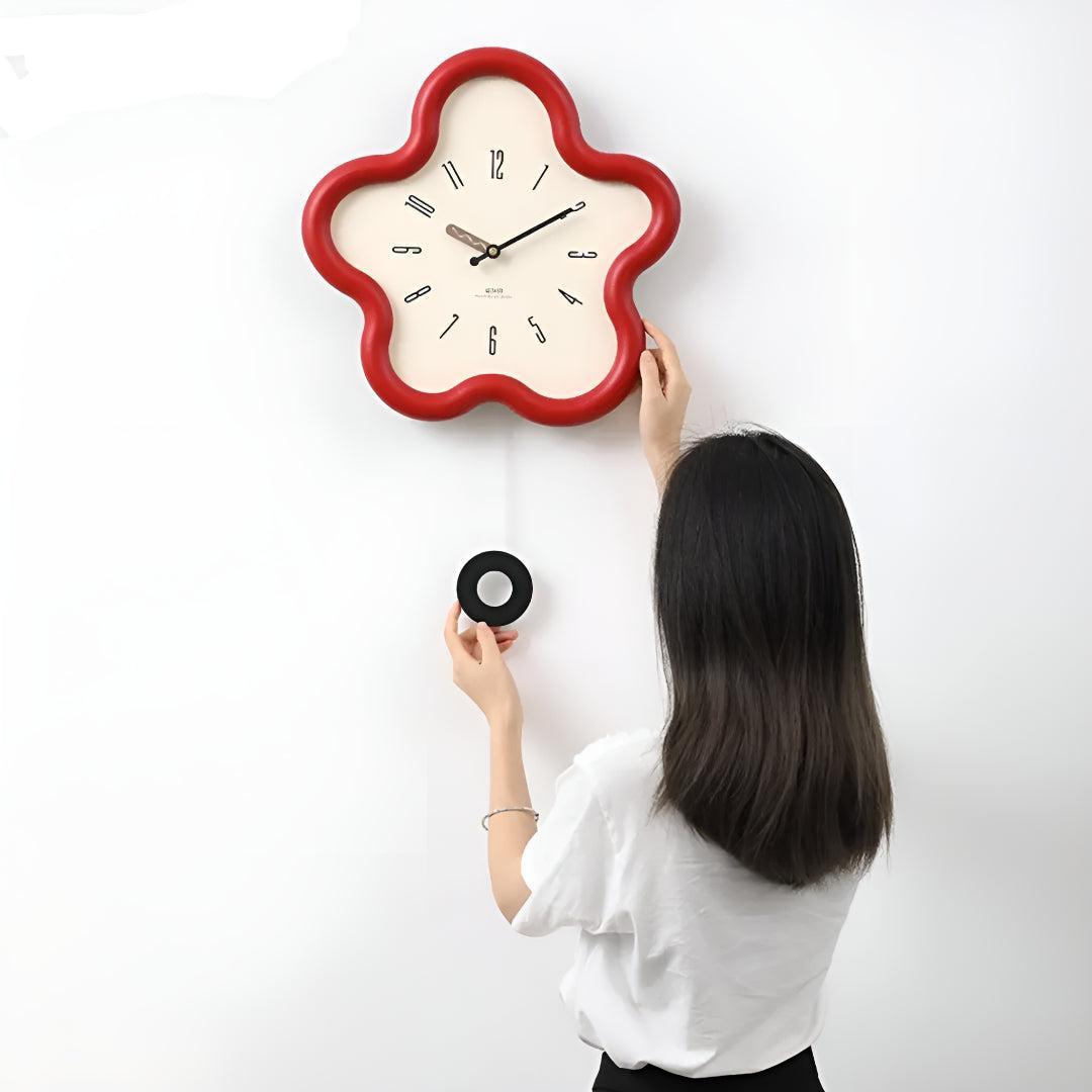 Orologio da Parete Decorativo a Fiori con Design a Pendolo Silenzioso