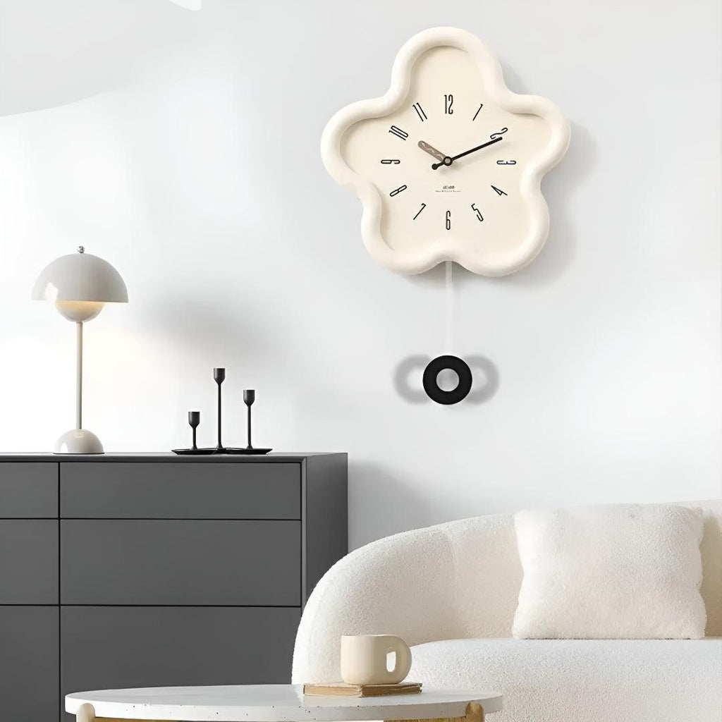 Orologio da Parete Decorativo a Fiori con Design a Pendolo Silenzioso
