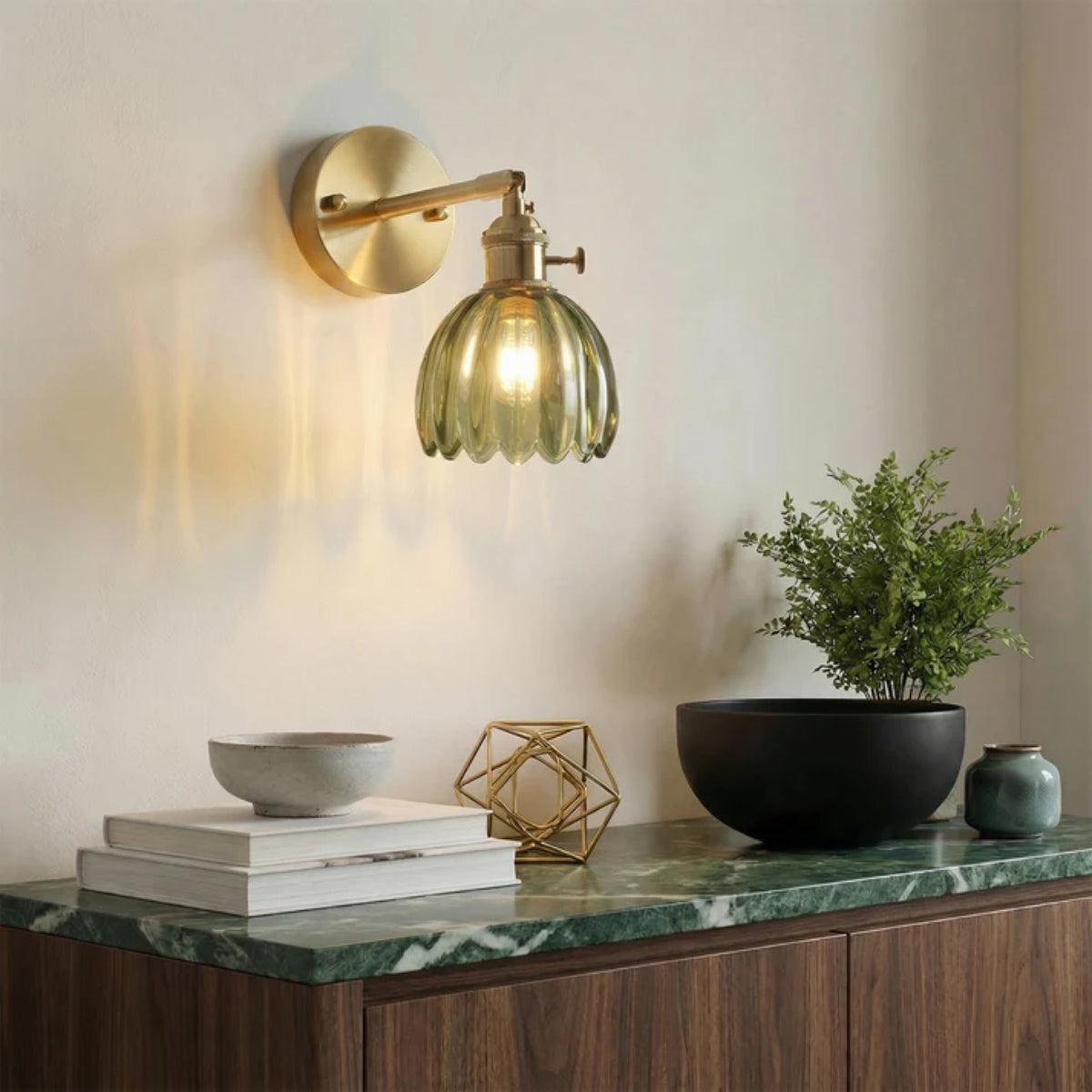 Applique da muro decorativa in stile tulipano retro con illuminazione regolabile