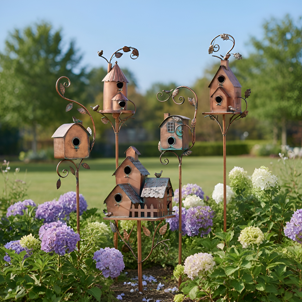 Clifford - Palo decorativo da giardino a forma di casetta per uccelli