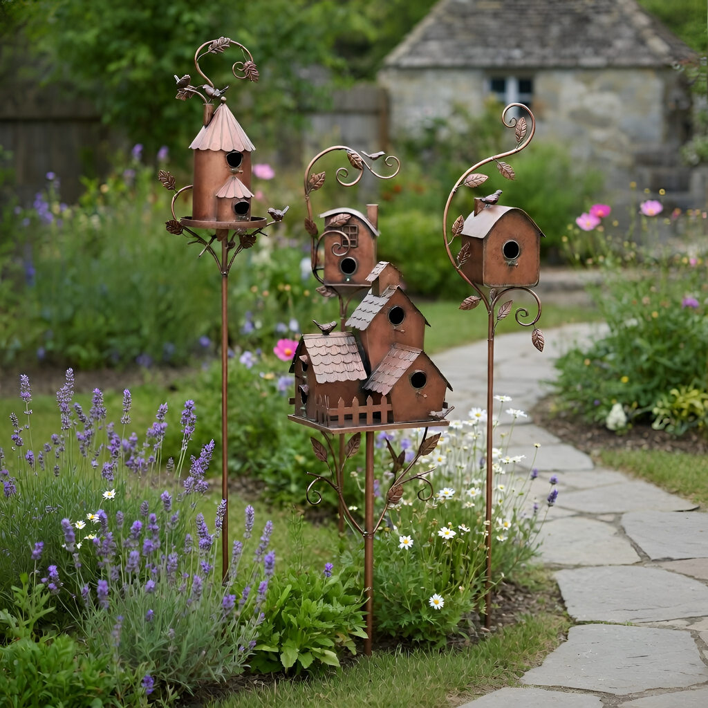 Clifford - Palo decorativo da giardino a forma di casetta per uccelli