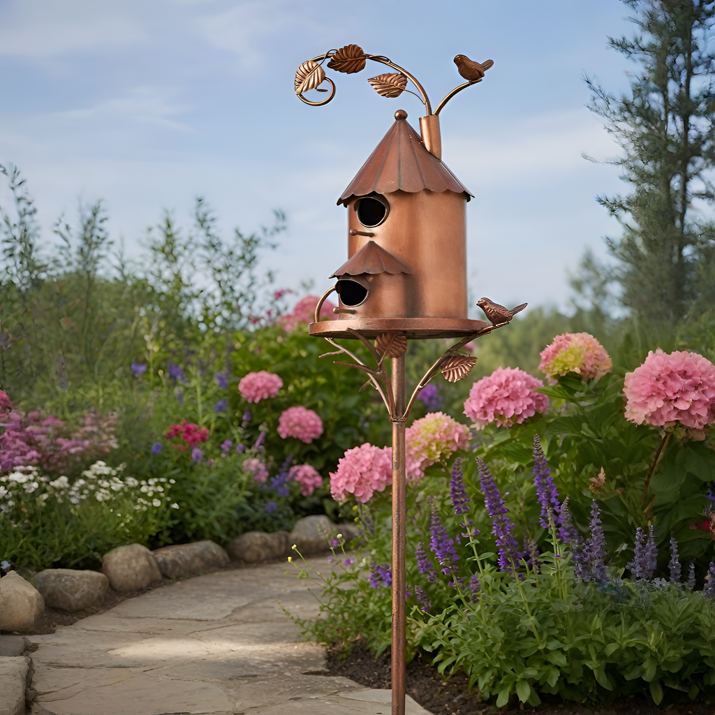 Clifford - Palo decorativo da giardino a forma di casetta per uccelli