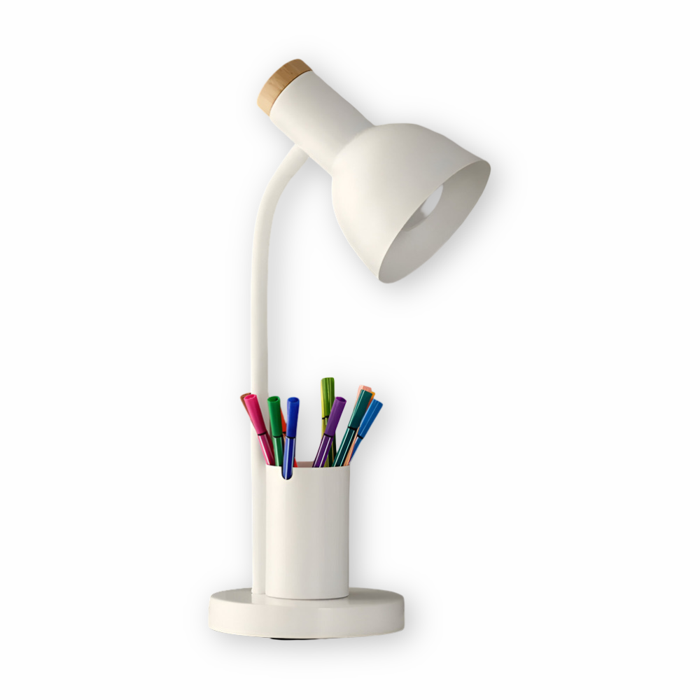 NordGlow – Lampada da Tavolo LED Moderna Nordica con Portapenne e Illuminazione Amica degli Occhi