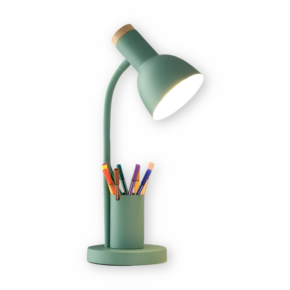 NordGlow – Lampada da Tavolo LED Moderna Nordica con Portapenne e Illuminazione Amica degli Occhi
