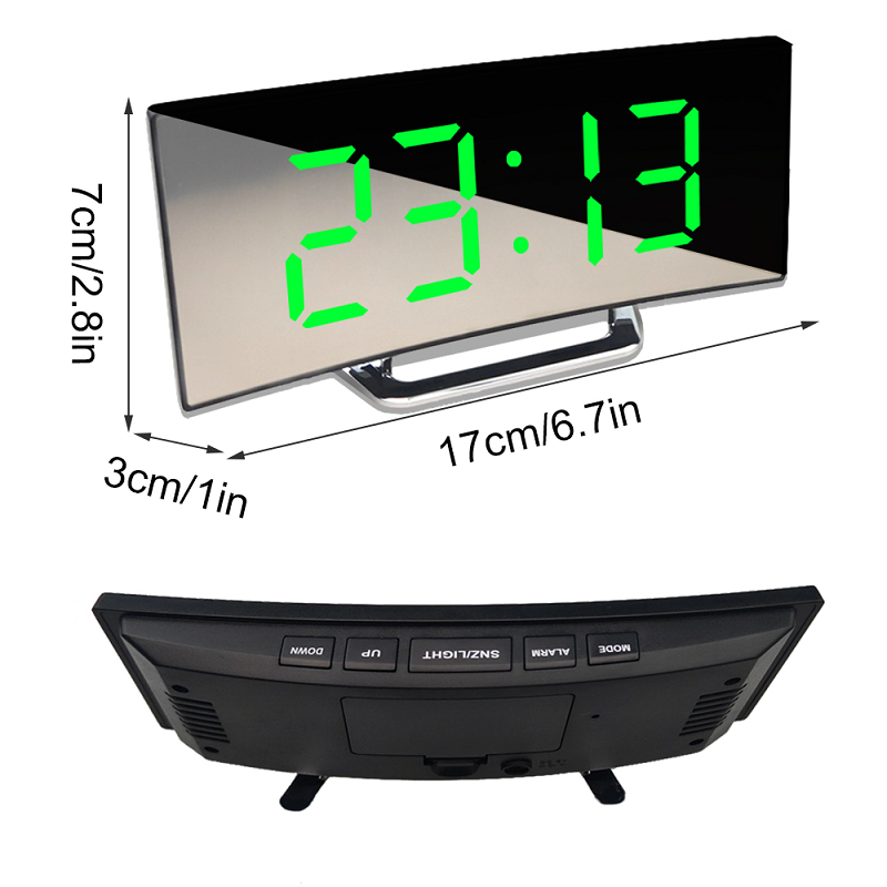 Orologio Digitale | Sveglia a LED con Specchio | Dimmable Automatico Senza Abbagliamento | CurveClock