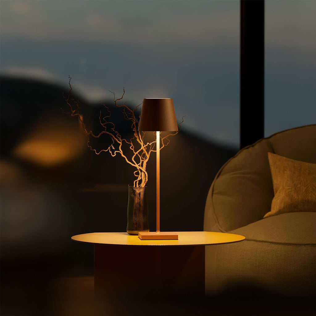 LumoTall – Lampada da tavolo dimmerabile nera con controllo touch e ricarica wireless (38 cm)