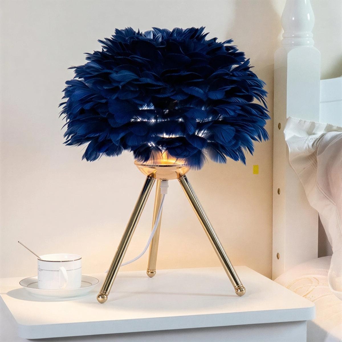 Lampada da Tavolo Dimmerabile con Piume