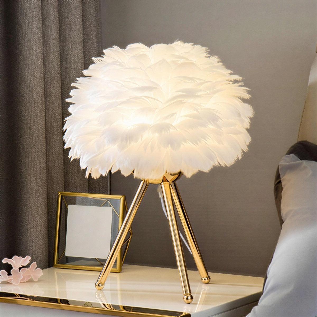 Lampada da Tavolo Dimmerabile con Piume