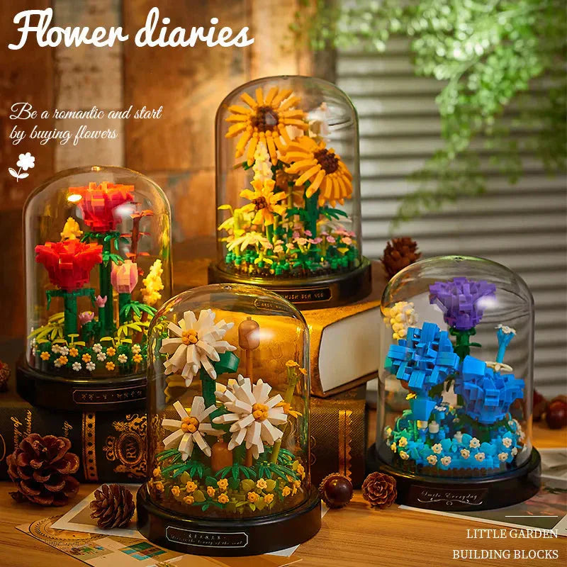 BloomBrick DIY Micro Fiori Mattoncini | Mini Mattoncino Puzzle | Decorazione per la Casa & Idea Regalo per Bambini