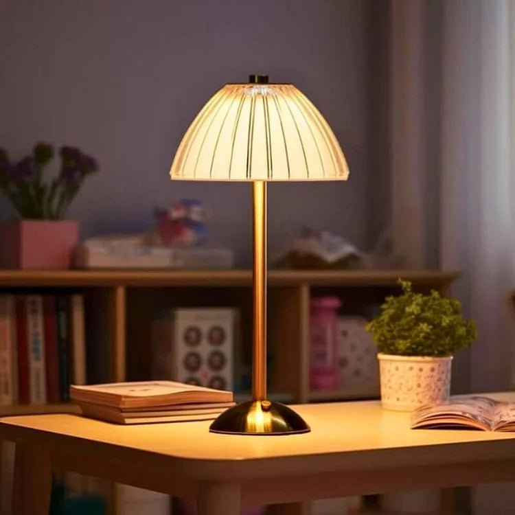 AuroLuxe – Lampada da tavolo senza fili in cristallo e metallo con elegante illuminazione LED
