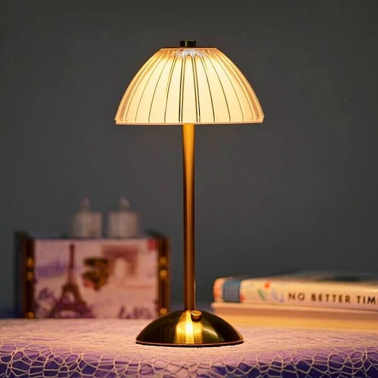 AuroLuxe – Lampada da tavolo senza fili in cristallo e metallo con elegante illuminazione LED