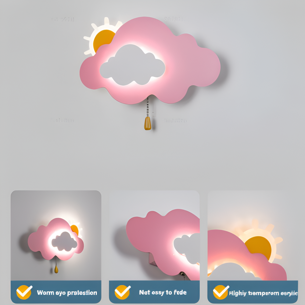 SkyGlow – Applique con Nuvole e Sole per Camerette – Illuminazione LED Morbida per Sogni Giocosi