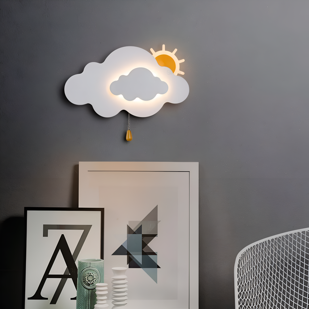 SkyGlow – Applique con Nuvole e Sole per Camerette – Illuminazione LED Morbida per Sogni Giocosi