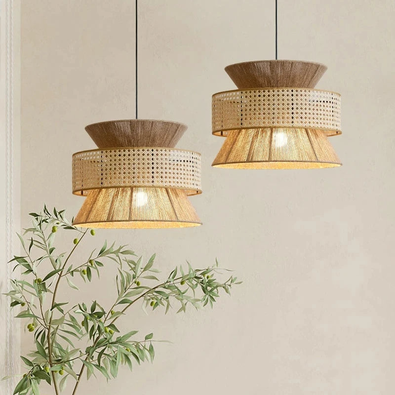 Lampada a Sospensione DriftGlow Wabi Sabi – Luce in Rattan Fatta a Mano