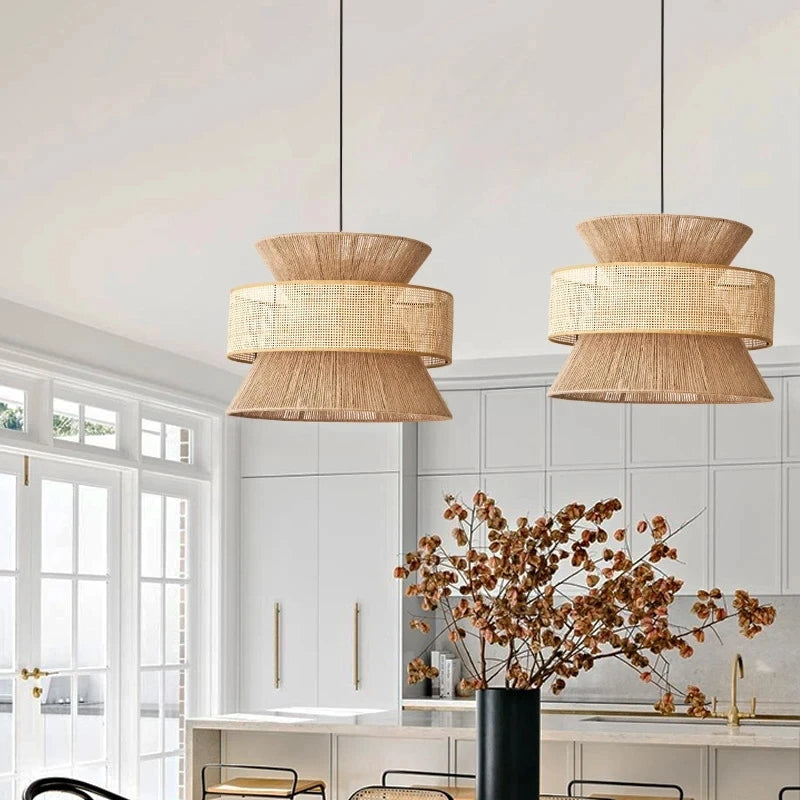 Lampada a Sospensione DriftGlow Wabi Sabi – Luce in Rattan Fatta a Mano