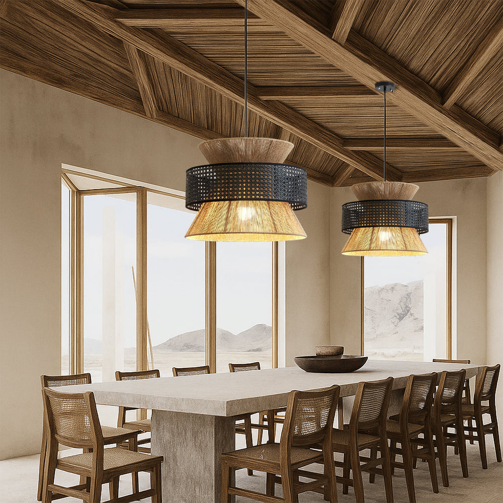 Lampada a Sospensione DriftGlow Wabi Sabi – Luce in Rattan Fatta a Mano