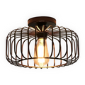 CageLume – Lampada a Soffitto in Design Industriale Moderno con Uccelliera Nera