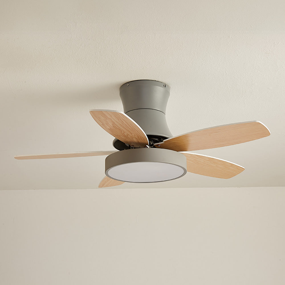 Nerik | Ventilatore da Soffitto Scandinavo con Pale in Legno, LED Tri-Colore e Telecomando per Soggiorno e Camera da Letto