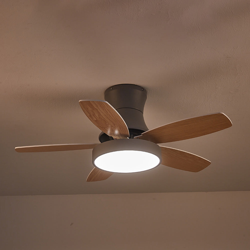 Nerik | Ventilatore da Soffitto Scandinavo con Pale in Legno, LED Tri-Colore e Telecomando per Soggiorno e Camera da Letto